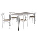 Ver imagem 1 de Conjunto de Mesa Elen Retangular Tampo de Madeira 140x80cm Branco com 4 Cadeiras Katrina Branca