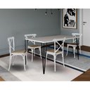 Ver imagem 2 de Conjunto de Mesa Elen Retangular Tampo de Madeira 140x80cm Branco com 4 Cadeiras Katrina Branca