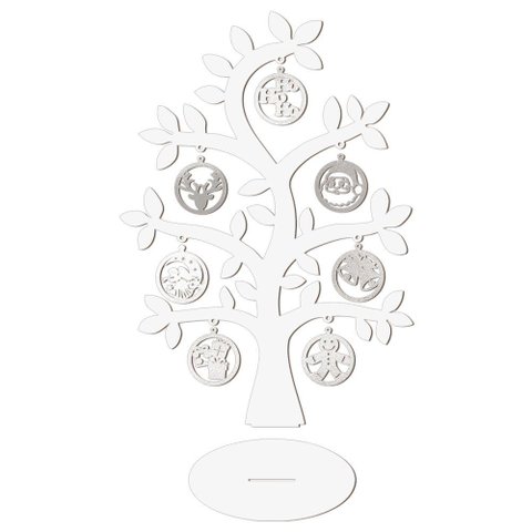 Árvore Branca com Bolinhas de Natal 28cmx40cm - Cria Arte Laser Prata