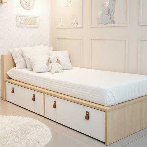 Cama Infantil da Linha Join com Gavetões e Cabeceira Porta Livros Quater