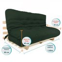 Ver imagem 5 de Sofa Cama Futon Oriental King Verde Militar Madeira Maciça Pinus Natural sem Pintura
