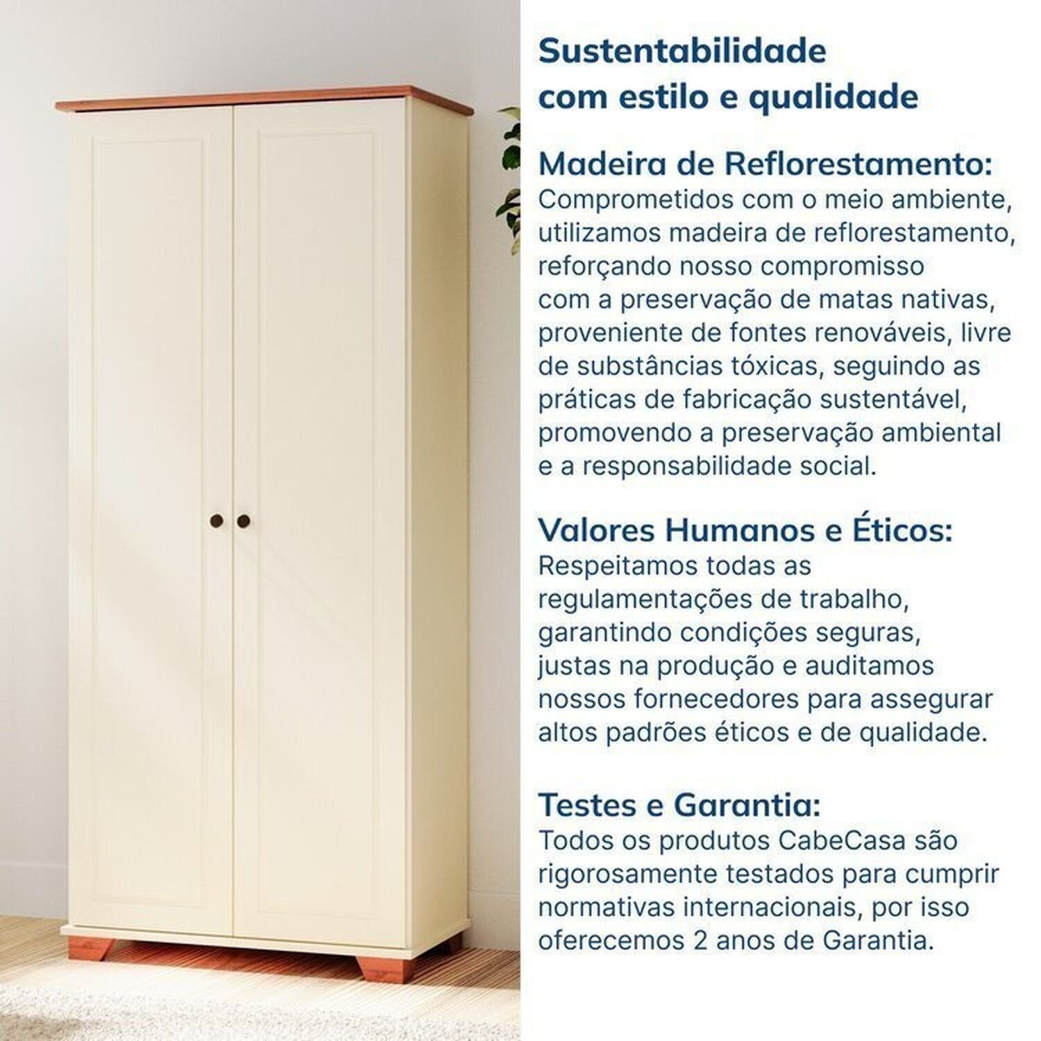An AnRegalia CrownEmpireKINGSDOWセミダブル Conjunto 2 Peças com 1 Rack e 1 Armário Madeira Maciça Ananda