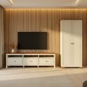 Ver imagem 1 de Conjunto 2 Peças com 1 Rack e 1 Armário Madeira Maciça Ananda CabeCasa MadeiraOriginals