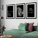 Ver imagem 1 de Kit 3 Quadros Grandes Leão Ore Espere Confie 60x48cm:moldura Preta