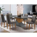 Ver imagem 1 de Mesa Aster 180 Tampo em MDF e Vidro com 6 Cadeiras Liz Moderna