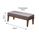 Ver imagem 2 de Puff Retangular Recamier Bege 100cm Sofáni Pés Madeira