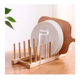 Escorredor em Bambu para Pratos Copos Xícarasr Suporte Organizador - 1