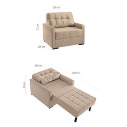 Sofá Cama Murilo Solteiro 100cm Tecido Linho - 5