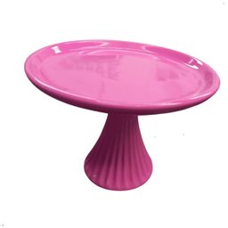 Boleira com Pé Cerâmica para Festas 19 Cm Casa Dami Decor Fúcsia - 1