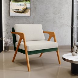 Poltrona Decorativa Para Sala Estar Pietra L02 Facto Verde Musgo Linho Champagne - Lyam Decor - 2