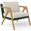 Ver imagem 1 de Poltrona Decorativa Para Sala Estar Pietra L02 Facto Verde Musgo Linho Champagne - Lyam Decor