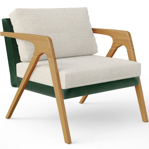 Poltrona Decorativa Para Sala Estar Pietra L02 Facto Verde Musgo Linho Champagne - Lyam Decor