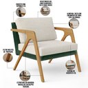 Ver imagem 4 de Poltrona Decorativa Para Sala Estar Pietra L02 Facto Verde Musgo Linho Champagne - Lyam Decor