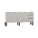 Ver imagem 1 de Armário de Cozinha 194cm Gabinete Aço 4 Portas e 3 Gavetas:Cinza