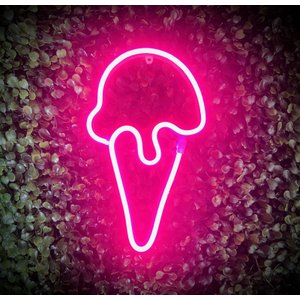 Luminária Parede Sorvete Rosa Neon Led