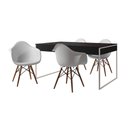 Ver imagem 6 de Mesa Jantar Industrial Preta 137X90Cm Base Ferro Branco Com 4 Poltronas Brancas Eif Cor: Preto