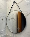 Ver imagem 6 de Espelho Redondo Adnet 80cm Moldura e Alça Couro Preto + Suporte