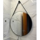 Ver imagem 6 de Espelho Redondo Adnet 80cm Moldura e Alça Couro Preto + Suporte