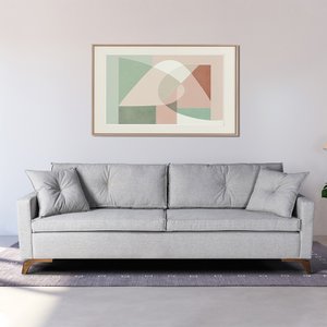 Sofá Viena 2,10m Tecido Linho Pés Imbuia