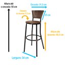 Ver imagem 2 de Kit 8 Banquetas Alta Encosto Junco Café Assento Marrom