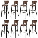 Ver imagem 1 de Kit 8 Banquetas Alta Encosto Junco Café Assento Marrom