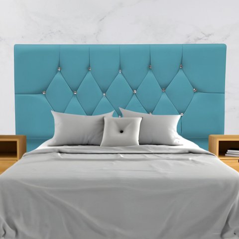 Cabeceira para Cama Casal Queen 160 Cm Rafaela e Frame Suede:azul Turquesa