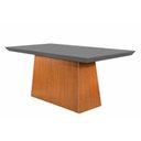 Ver imagem 1 de Mesa para Cozinha Luna + Tampo Madeirado Reto 180x90cm Grafite-imbuia - Rufato