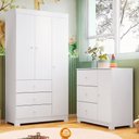 Ver imagem 2 de Conjunto Infantil Guarda Roupa 3 Portas e Cômoda Ceci 100% Mdf Branco Brilho - Sallar Home