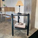 Ver imagem 6 de Mesa Lateral Orgânica com Prateleira 44,6cm Pé Madeira Móvel na Caixa