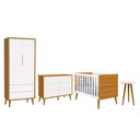 Ver imagem 1 de Dormitório Completo Infantil Theo 2 Portas, Cômoda 6 Gavetas, Berço e Mesa de Canto Branco/Savana
