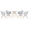 KIT - Mesa Eames com tampo de vidro 70 cm + 4 cadeiras Eiffel DAW Cinza claro - 1