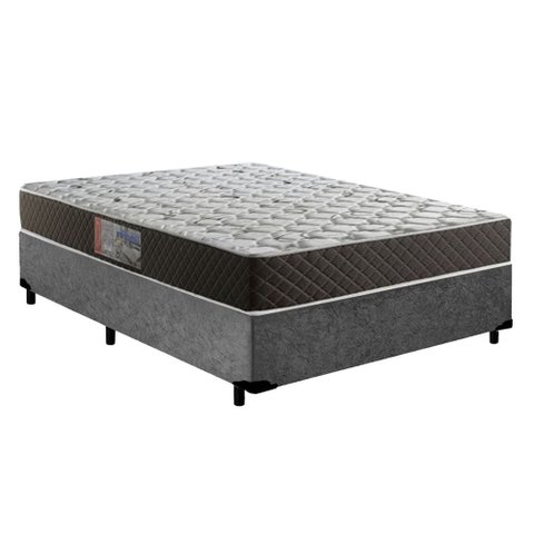 Cama Box Casal Colchão Mola Bonnel Belos Sonhos + Box Suede 60x138x188:cinza