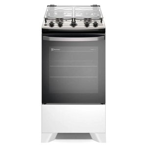 Fogão 4 Bocas de Piso Electrolux Branco Efficient com Mesa Inox Perfectcook e Vaporbake Branco
