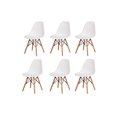 Ver imagem 4 de Conjunto de Mesa de Jantar Eames Eiffel Redonda 100cm Tampo de Madeira Branco com 6 Cadeiras Brancas