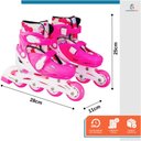Ver imagem 2 de Patins Infantil Roller In Line 4 Rodas 31 a 34 Criança Ajustável Abec-7 com Kit de Proteção Freio Tr