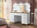 Ver imagem 1 de Penteadeira Lx Camarim 9 Gavetas Branco com Detalhes Amendoa com LED e Espelho