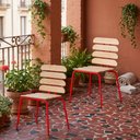 Ver imagem 1 de Kit 2 Cadeiras Base Tubular Fixa Reno Vermelho/Nature
