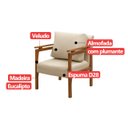 Ver imagem 6 de Kit 2 Poltrona Sala Decorativa Dallas Estofada Linho Bege Base Madeira Castanho - Arkell