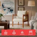 Ver imagem 3 de Kit 2 Poltrona Sala Decorativa Dallas Estofada Linho Bege Base Madeira Castanho - Arkell