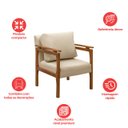 Ver imagem 5 de Kit 2 Poltrona Sala Decorativa Dallas Estofada Linho Bege Base Madeira Castanho - Arkell