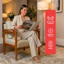 Ver imagem 4 de Kit 2 Poltrona Sala Decorativa Dallas Estofada Linho Bege Base Madeira Castanho - Arkell