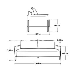 Sofá Elegance 2 Lugares 1,40m Linho Cinza Claro Recepção Consultório Clean Moderno - Lv - 5