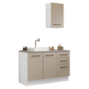 Ver imagem 2 de Conjunto Gabinete para Banheiro 120cm 3 Portas 3 Gavetas Branco/Crema Agata Madesa 01