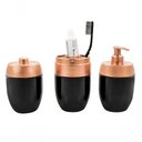 Ver imagem 1 de Kit Banheiro Acessórios Lavabo 3 Peças Pia Preto Cobre Forma Conjunto Pia Completo Organização