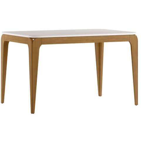 Mesa de Jantar Aurea 120x80 cm com Vidro Cinamomo Off White - New Ceval
