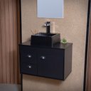 Ver imagem 5 de Gabinete Armário para Banheiro 60cm MDF com Cuba - Udine Preto