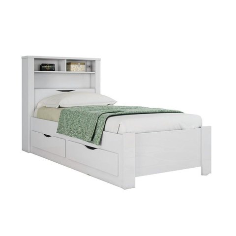 Cama Solteiro Invicta c/ 2 Gavetas Branco - Santos Andirá