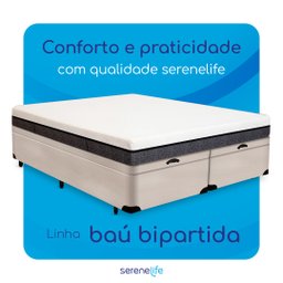 Cama Box Baú King Size Bipartida Serenelife - Suede Bege Claro - 5