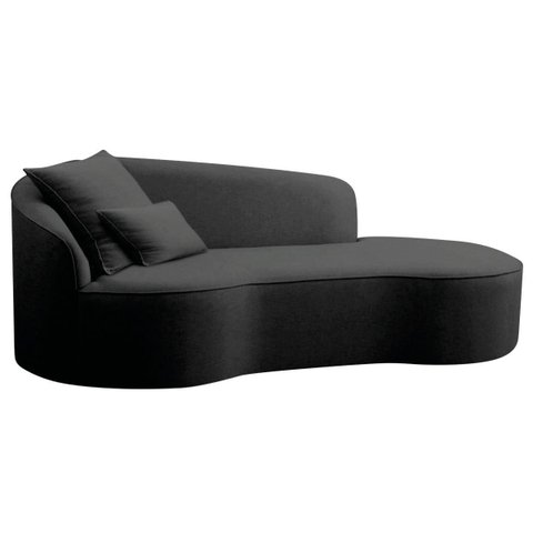 Divã Recamier Curvo Sala de Estar Inglaterra Lado Direito 150cm Linho Preto - Incasa Decor