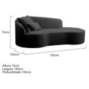 Ver imagem 6 de Divã Recamier Curvo Sala de Estar Inglaterra Lado Direito 150cm Linho Preto - Incasa Decor